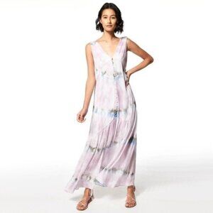 NWT Young Fabulous & Broke green white tie dye sleeveless maxi dress, XS